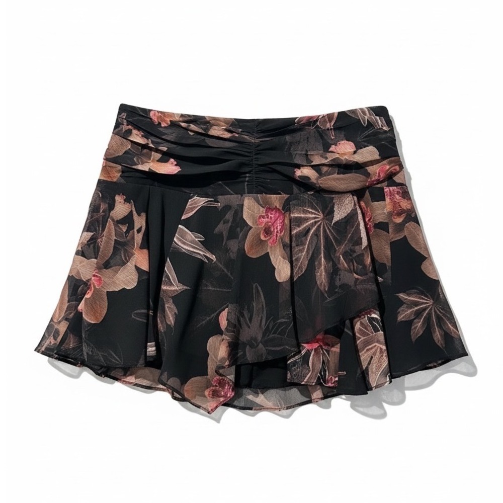 AllSaints Erica Flora Mini Skirt Black Orchid Size 6 NWT